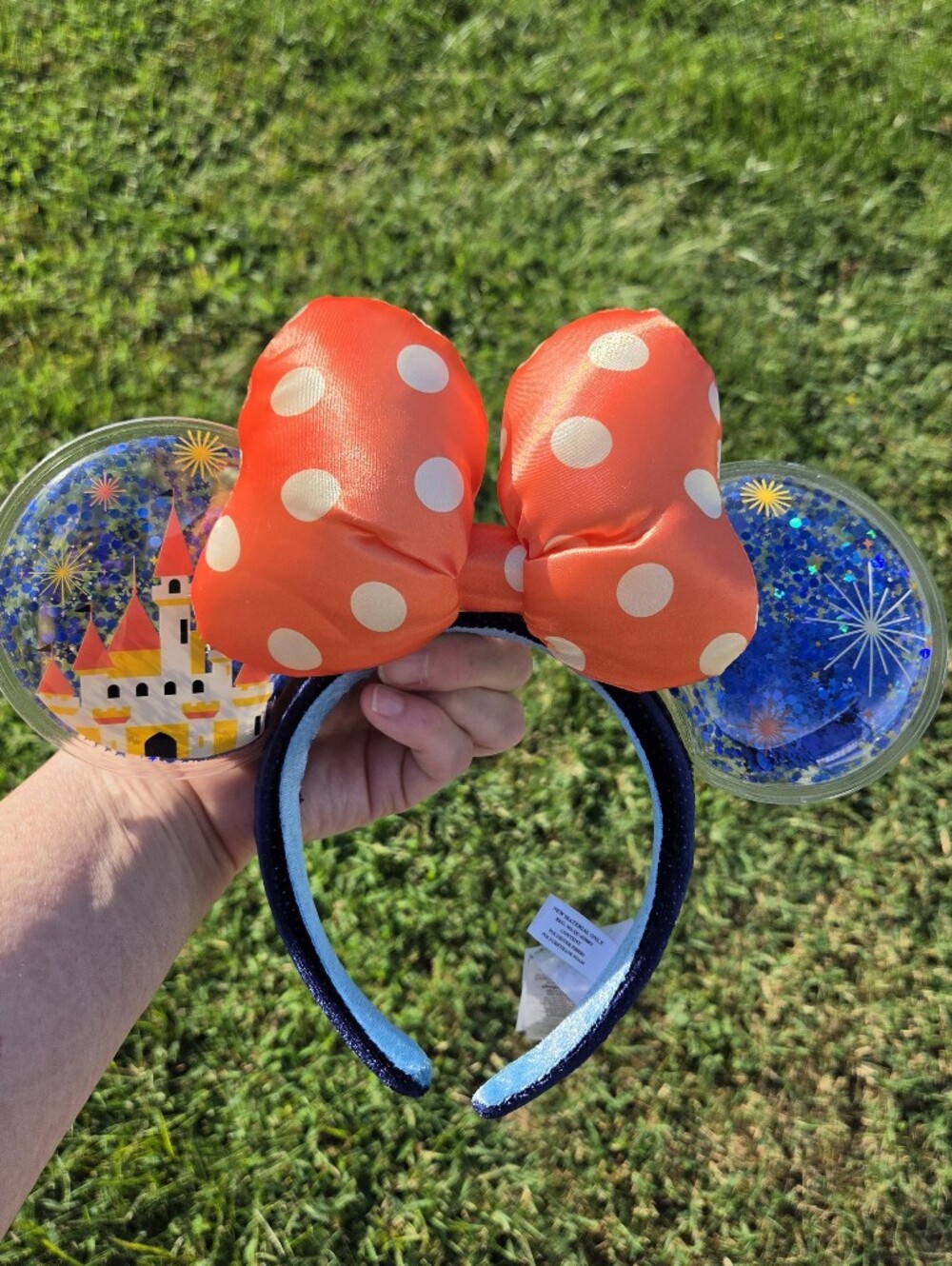 Disney Polka Dot Bow Castle Glitter Minnie Ears Headband